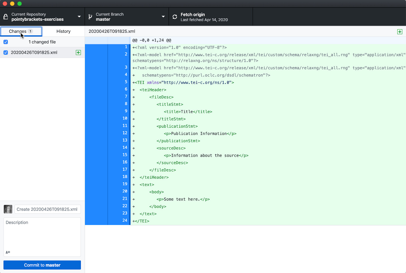 Committing a file in GitHub Desktop