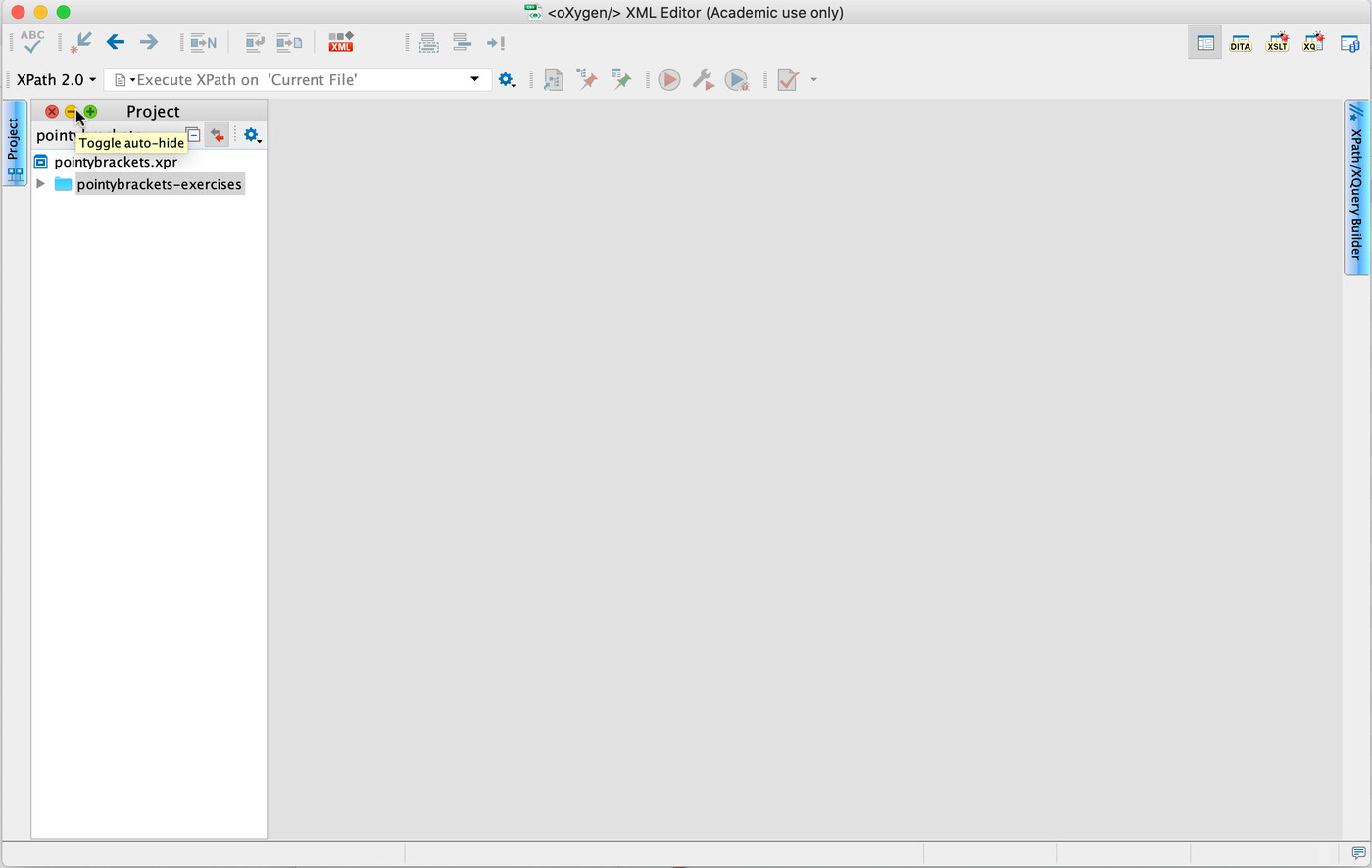 Reveal oXygen’s project panel by hovering over the project tab on the left and clicking the yellow/thumbtack button